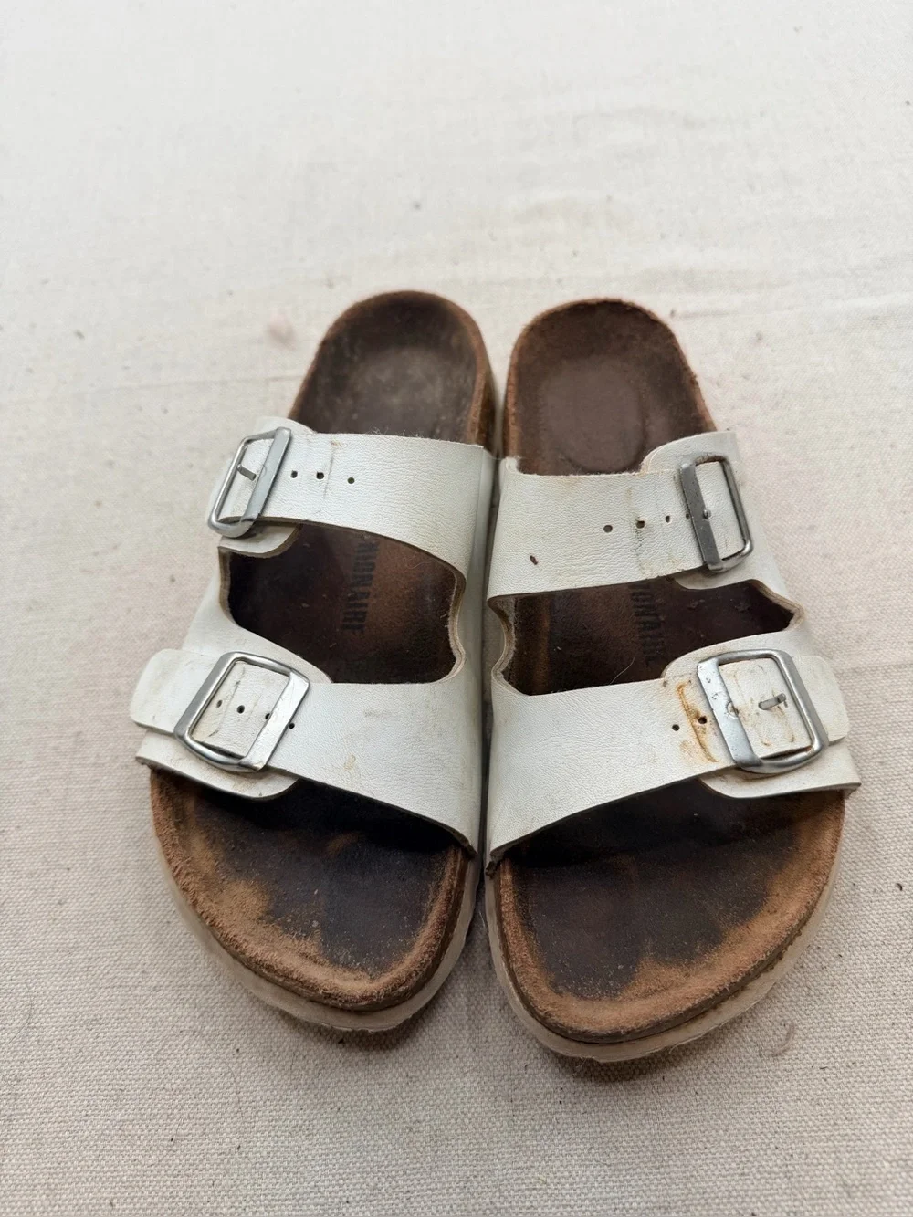 White Double-Buckle Women's Sandals